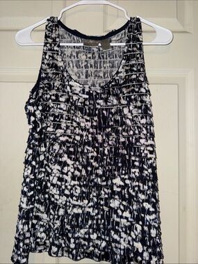 Chico's Black and White Ruffle Textured Tank